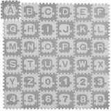 Relaxdays Puzzlematte ABC und Zahlen, 71 Teile, Spielmatte Kinder, 179,5x179,5 cm, unbedenklich, Schaumstoff, weiß/grau
