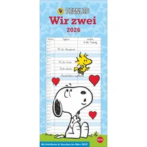 Heye Peanuts Planer Wir zwei 2026: Wandplaner mit 2 Spalten. Kultiger Wandkalender 2026 zum Eintragen. Praktischer Paarkalender mit den bekannten Snoopy-Comics. 16 x 34,7 cm. (Peanuts Kalender Heye)