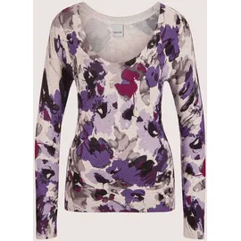 Madeleine Feinstrickpullover mit floralem Print Grau 40