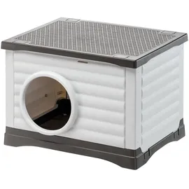 Ferplast - Hundehütte & Katzenzwinger Außenzwinger - Kaninchenhaus - Stabiler recycelter Kunststoff - PETVILLA 60, 54 x 43 x h 38,5 cm