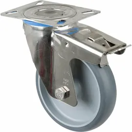 BS Rollen Lenkrolle m.Totalfestst. Rad, Durchmesser 150mm, H120.B43, 140kg Edelstahl