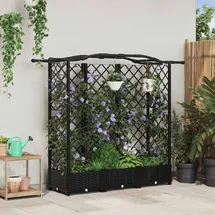 vidaXL Hochbeet mit Rankgitter und Dach 163 x 40 x 126 cm Schwarz
