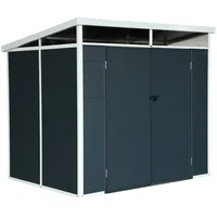 Sweeek Gartenschuppen aus Kunststoff 4,55 m2, anthrazit, mit Skylight-Monopultdach,