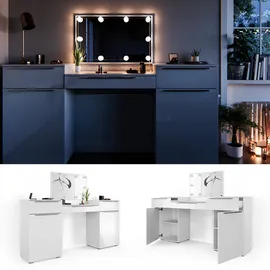 Vicco Schminktisch Lilli Frisiertisch Kommode Frisierkommode Spiegel Weiß inklusive LED-Lichterkette