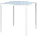 HOMCOM Esstisch Quadratischer Küchentisch für 4 Personen, Esszimmertisch aus Hartglas, bis 80 kg belastbar, für Küche, Esszimmer, 75 x 75 x 75 cm, Weiß   Aosom