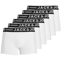 Jack & Jones Retro Boxer 6er Pack Sense (Spar-Set, 6-St) Retro Short / Pant - Baumwolle - Ohne Eingriff - Atmungsaktiv weiß M