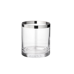 EDZARD Windlicht Molly, Laterne aus Kristallglas mit Platinrand, Kerzenhalter für Stumpenherzen, Höhe 10 cm, Ø 8,5 cm
