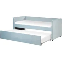 Beliani Tagesbett Blau Samtstoff TROYES 90 x 200 cm