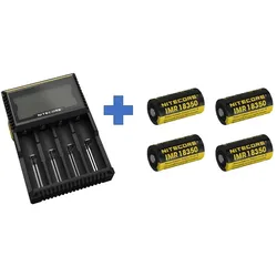 Set Nitecore D4  Ladegerät + 4x Nitecore 18350 Li-Ion Akku