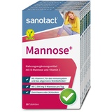 sanotact Mannose (180 Tabletten) • 2.000 mg D-Mannose pro Tagesdosis • D Mannose hochdosiert mit Vitamin C • 100% Vegan, laborgeprüft und ohne Zusätze • Made in Germany