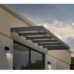 Palram - Canopia Metall Vordach Sophia Clear XL 5714 | Anthrazit | 565x140x17 cm