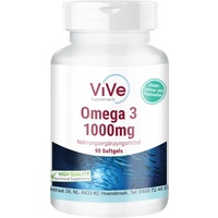 Omega 3 1000mg - 90 Softgels - Omega 3 aus Fischöl - mit EPA, DHA und Vitamin E - Hochdosiert - Qualität aus Deutschland - ViVe Supplements