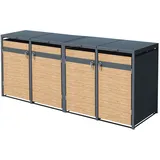 ML-Design Mülltonnenbox 4Er Anthrazit-Lärchenoptik 264x80x116,3 cm