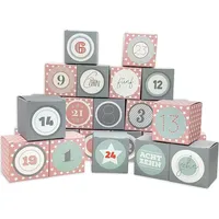 Frau WUNDERVoll® DIY Adventskalender Vorfreude zum Befüllen,Faltschachteln 12x rosa