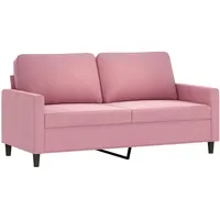 vidaXL Sofa 2-Sitzer, Loungesofa Couch mit Armlehnen Rückenkissen, Wohnzimmersofa Designsofa mit Metallgestell, Sitzmöbel Zweisitzer, Rosa Samt