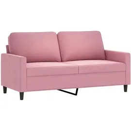 vidaXL Sofa 2-Sitzer, Loungesofa Couch mit Armlehnen Rückenkissen, Wohnzimmersofa Designsofa mit Metallgestell, Sitzmöbel Zweisitzer, Rosa Samt