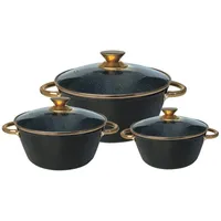 Cheffinger Kochtopf Kasserolle Topf Set 6-tlg Rose-Gold Glasdeckel Cheffinger