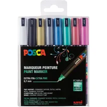 Uni-Posca POSCA 181709 - POSCA Marker mit kalibrierter Spitze, 8er Set, metallic sortiert 3296280033358 UNI-POSCA 8 Stück