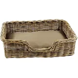 Kobolo Hundekorb Hundesofa aus stabilem Rattan geflochten inkl. Kissen 72x53x20 cm