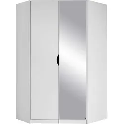 Eckkleiderschrank RAUCH "Freiham", weiß, B:90cm H:197cm T:108,5cm, Holzwerkstoff, Schränke, mit Spiegel und Griffmulde