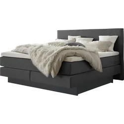 Boxspringbett HASENA "Denver", grau (anthrazit), B:188cm L:210cm, Komplettbetten, Boxspringbett, Boxspringbett, Sockel, zwei Bettkästen inkl. gedämpftem Selbsteinzug