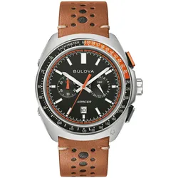 Chronograph BULOVA "Racer", braun, Armbanduhren, Herren, Armbanduhr, Quarzuhr, Herrenuhr, Saphirglas, Lederarmband