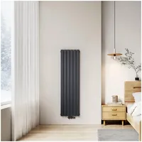 EMKE Flachheizkörper 1600 x 460 mm 1490 W anthrazit Mittelventil
