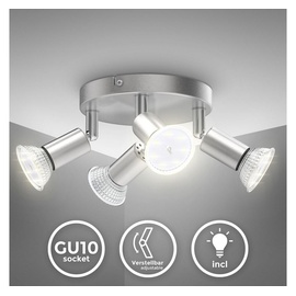 B.K.Licht LED LED Spotleuchte, Matt-Nickel 4xLED/GU10/3W, matt-nickel, 2xLED/GU10/3W