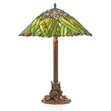 Casa Padrino Tiffany Tischleuchte Hockerleuchte Bananenblätter 40 cm ModX4b - Leuchte Lampe - Silber