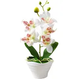 Gefälschte Orchidee 5 Köpfe künstliche Orchideen Topfpflanze 10.6 '' Realistische Orchideen Künstliche Blumen im Topf Phalaenopsis Orchidee mit Vase für Tischzentrum Hochzeitsdekor, künstliche Orchid