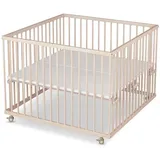 Sämann Babybett Laufgitter 100x100 cm natur Premium Kollektion Laufstall für Babys beige