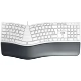 Cherry KC 4500 ERGO Tastatur Kabelgebunden, Handballenauflage mit Memory-Schaum, Geschwungenes Tastenfeld, weiß/grau,