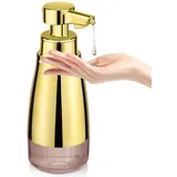 Phneems Seifenspender Automatisch Elektrischer Automatic Soap Dispenser Edelstahl Mit Sensor No Touch Sensor Automatischer Seifenspender FüR Bad KüChe BüRo 450ML USB-Aufladung Gold