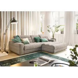 Candy Ecksofa 3C CANDY "Stripes Mega-Sofa, bequem und komfortabel, L-Form", grau (taupe), B:296cm H:83cm T:205cm, 88% Polyester, 12% Polyacryl, Sofas, Ecksofa, Lose Rückenkissen, mit feiner Quersteppung, Cord-Bezug