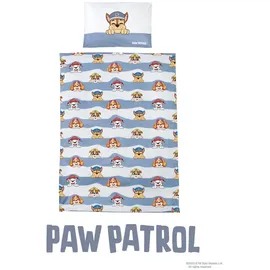 roba Kinderbettwäsche 100 x 135 cm Paw Patrol - Bettwäsche für Kinder aus Baumwolle inkl. Kissenbezug 60 x 40 cm - Hunde Motiv der Zeichentrick Serie - Weiß/Blau