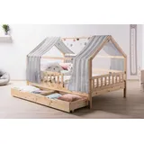 TICAA Hausbett Kim 100 x 200 cm Kiefer massiv grau