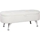 Homcom Sitzbank mit Stauraum Polsterbank mit Teddysamtoptik, Sitztruhe mit Metallbeine, Truhenbank für Wohnzimmer Schlafzimmer Flur 114 x 47 x 46,5 cm,