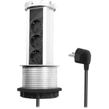 Logilink LPS235A - Pop-Up, 3-Fach (3X Schutzkontaktbuchse, 1,8m, Silber/Schwarz