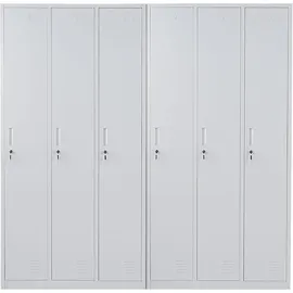 Mendler Schließfach Boston T829, Spind Wertfachschrank Schließfachschrank, Metall 6 Fächer ~ grau