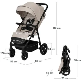 lionelo IVA Buggy bis 22 kg 6 Monaten bis 4 Jahre 360° Räder Volle Stoßdämpfung Verstellbare Rückenlehne höhenverstellbares Verdeck XXL UPF50+ Premium Stoff
