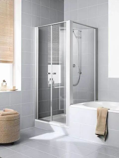 Kermi IBIZA 2000 Seitenwand verkürzt beweglich neben Badewanne I2 TVR/L 1750 BV: 870-900 Silber Mattglanz ESG klar