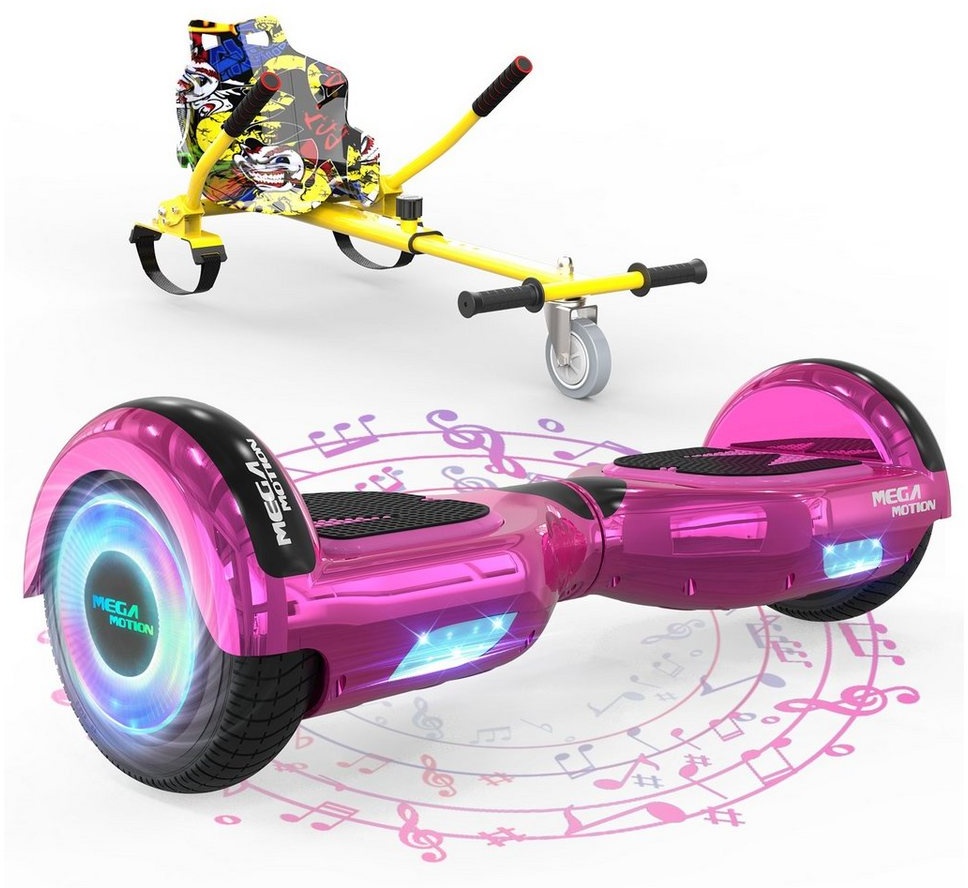 HITWAY Balance Scooter 6.5 Zoll Hoverboards Hoverkart Mit Sitz und Bluetooth und LED-Blitz, mit einem Go-Kart können Sie mehr Spaß haben. rosa