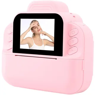 Sofortige Druck Kamera, 1080P HD-Sofort Bild Kamera mit 2,4 in Bildschirm & Thermo Druck, für Kinder Kreative Fotografie und Reisen (PINK)