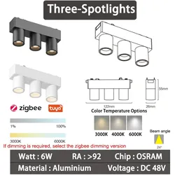 6mm Intelligente Zigbee-Spotlights 6W 3-bodový Schwarz