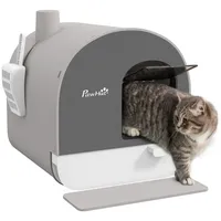 PawHut Katzentoilette mit Haube und Deckel inkl. Schaufel Ausziehbares