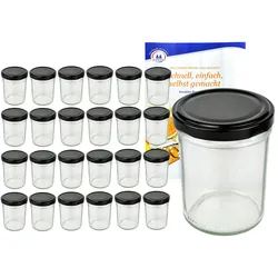 25er Set Sturzglas 230 ml HOCH To 66 schwarzer Deckel incl. Diamant Gelierzauber Rezeptheft