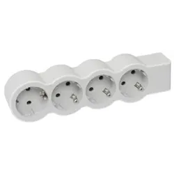 Legrand 694575 Flache Steckdosenleiste 4x Steckdose, ohne Kabel Kabel Farbe: Ultraweiß/Grau