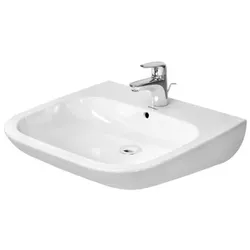 Waschtisch D-Code Vital 600 mm mit ÜL, mit HLB, 1 HL, weiß