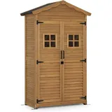 M Mcombo Gartenschrank Gartenhaus Holz Wetterfest, Geräteschrank Gerätehaus Outdoor, für Außenbereich Garten Terrasse,1152 (Natur)