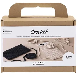 Creativ Company Creativ Mini-Bastelset Häkeln, Tasche mit Rose, 1 Packung